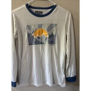 Eddie Bauer Boys Medium 10/12 Graphic Print Outside Cream Polyester Quick Dry